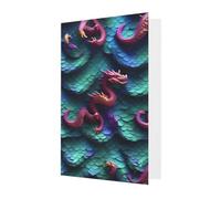 All-Occasion 3D Magical Dragon Scales Pattern print Card Birthday Sympathy Christmas Thank You Greeting Cards Envelopes