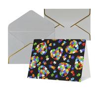 All Occasion Autism Awareness Puzzle Pieces Heart Print Greeting Cards,Blank Inside,with envelope,Suitable for friends family