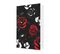 All-Occasion Black White and Red Roses print Card Birthday Sympathy Christmas Thank You Greeting Cards Envelopes