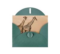 All-Occasion Greeting Cards With Dark Green Envelope, Two Giraffe Running Barren, Blank Inside Thank You Cards Set, Luxury Pearl Paper Eco-Friendly Blank Note Cards For Wedding Birthday Christmas