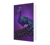 All-Occasion Purple Peacock pattern print Card Birthday Sympathy Christmas Thank You Greeting Cards Envelopes
