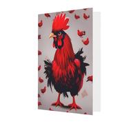 All-Occasion Red Chicken print Card Birthday Sympathy Christmas Thank You Greeting Cards Envelopes