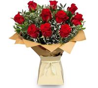 All Occasions Red Roses Bouquet - 10 Premium Fresh Roses, Perfect for Birthdays & Anniversaries, Fleur De Luxe