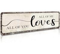 All of Me Loves All of You Sign Rustic Bedroom Signs Wall Decor Country Farmhouse Signs for Bedroom Over Bed,Wall Plaque Hanging Modern Master Bedroom Minimalist Wall Signs 4x16 inch