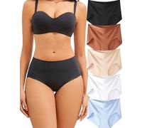 ALL OF ME Women's Underwear Seamless Sexy Breathable Briefs Invisible with Full Coverage High-Waist Bikini S-XXL Pack of 6, a1-6pack, L