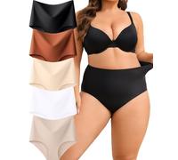 ALL OF SHE 5 Pack High Waisted Underpants Ladies Seamless Briefs Seamless Underwear High Waist Comfortable Hipster No Show Panties Multipack XS-3XL,A-5,XXL