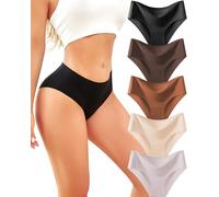 ALL OF SHE 5er Pack Seamless Underwear Women High Waist Knickers for Ladies Sexy Panties Cheeky Full Briefs Multipack XS-XL,A-6,XS