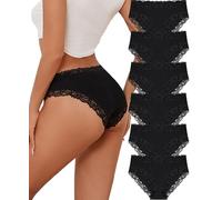 ALL OF SHE 6 Pack Cotton Underwear Women Brazilian Slip Lace Underpants Ladies Panties Sexy Hipster Cheeky Women Underwear Multipack S-XL