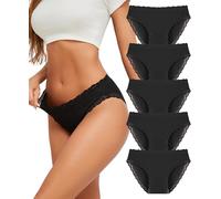 ALL OF SHE Cotton Underwear Women 5 Pack Ladies Knickers Multipack Soft Breathable Lace Trim Panties Comfortable Everyday Briefs S-2XL