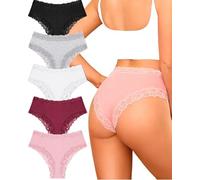 ALL OF SHE Pack of 5 Women's Cotton High Waist Briefs - L