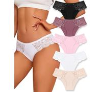 ALL OF SHE Seamless Briefs Ladies Brazilian Women Underpants Lace Seamless Briefs 5 Pack Panties Seamless Sexy Underwear Comfortable Hipster Multipack S-Xl