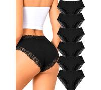 ALL OF SHE Womens Cotton Underwear Cheeky Bikini Panties for Women Sexy Lace Briefs Soft Stretch Underwear Pack 6, Multicolor B, M