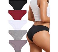 ALL OF SHE Women's Cotton Underwear Panties for Women Briefs 5-Pack,M