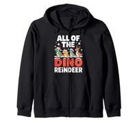 All Of The Dino Reindeer Funny Kids Christmas Dinosaur Zip Hoodie