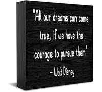 All Our Dreams Can Come True Home Office Decor Wooden Box Sign, Decorative Positive Office Desk Accessories Wood Plaque Wood Table Sign For Tv Cabinet Shelf 5 X 5 Inch