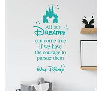 All Our Dreams Can Come True if We Have the Courage to Pursue Them - Motivational Quote Vinyl Wall Decal Sticker [Medium] [Turquoise]