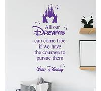 All Our Dreams Can Come True if We Have the Courage to Pursue Them - Motivational Quote Vinyl Wall Decal Sticker [XLarge] [Purple]