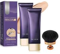 All Over Complexion Perfector, Body Coverage Perfector with Extra Large Body Makeup Brush, Tattoo Cover-up Makeup Waterproof, Long-Lasting Sweat-Proof Concealer (2PCS)