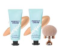 All Over Complexion Perfector, Concealing Foundation Perfecting Cream, Waterproof Long Lasting Body Coverage Perfector for Even Skin Tone, Covers Scars, Supreme Cream Body Makeup Brush (Nude*2)