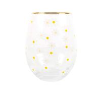 All Over Daisy Print Stemless Wine Glass
