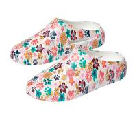 All Over Print Lightweight Slip-On Clogs Breathable Design Floral Slide-On Shoes Gardening Footwear, Flowers & Paws, 8 UK