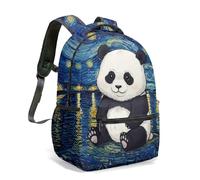 All-Over Print Panda Faces 16 Inch Backpack Kawaii Cartoon Pattern Green Bamboo Texture Casual Travel Daypack Gift (09)