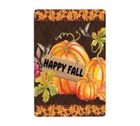 All Over Printed, Happy Fall Pumpkin Metal Sign 8 x12 Inches Gift Idea, Retro Pumpkins Signs, Decor Gate Home Wall Decoration Art Sign, Thanksgiving Harvest Decorations, Outdoor Tin Signs