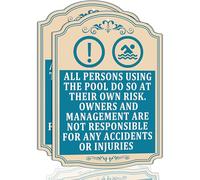 ALL PERSONS USING THE POOL DO SO AT THEIR OWN RISK.OWNERS AND MANAGEMENT ARE NOT RESPONSIBLE FOR ANY ACCIDENTS OR INJURIES ,Safety ,Spa Warning Sign 14 x10 inches Metal Reflective Rust Aluminum UV