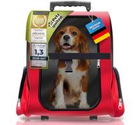 All Pets United dog trolley small pet carrier for dogs and cats pet trolley pet backpack with telescopic arm (Red)