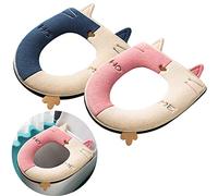 All-Pie Thickened toilet seat cushion cover is universal, warm, washable and reusable 2 pcs (Blue + Pink)