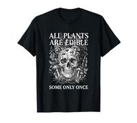 All Plants are Edible Some Only Once Botanical Skull Fungi T-Shirt