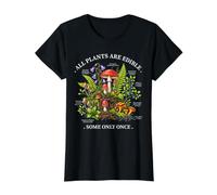 All Plants are Edible Some Only Once Funny Botany Gardeners Value Graphic T-Shirt, Women, Black, S