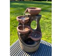 All Pond Solutions 5 Bowl Tier Water Feature With Led Lights - Solar Powered 23.5X21X42Cm