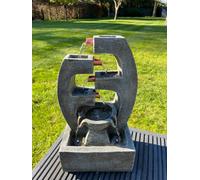 allpondsolutions Outdoor Self Contained 5 Tier Water Feature with LED Lights - Solar Powered 27.5x18x48cm