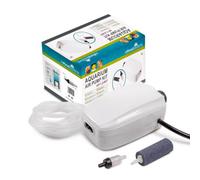 AllPondSolutions Aquarium Air Pump For Fish Tank Coldwater or Tropical up to 90 Litres - Single Outlet - Ultra Quiet Oxygen Pump - Includes Airline Non-Return Valve and Air Stone - Complete Kit