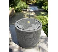allpondsolutions Round Solar Water Feature with LED Lights in Dark Grey - 36x36x28cm