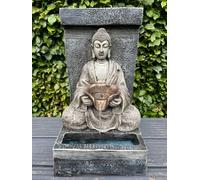 Buddha Outdoor Water Feature for the Garden with LED Light (51.5cm Tall) | Zen Garden Buddha Fountain, Solar Powered Panel - 30 x 32 x 51.5cm