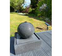 AllPondSolutions Globe on Plate Box Garden Water Feature with LED Lights - Solar Powered Panel - 33x37x37cm