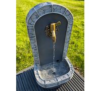 allpondsolutions Self Contained Marble Look Drinking Tap Water Feature with LED Lights - Solar Powered 31.5x26x57.5cm