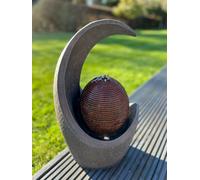 All Pond Solutions Open Vase Moonshape Water Feature With Led Lights - Solar Powered 49X28X22.5Cm