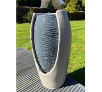 All Pond Solutions Open Vase White/grey Water Feature With Led Lights - Solar Powered 27X25X50Cm