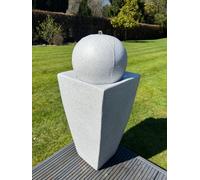 allpondsolutions Outdoor Self Contained Round Ball On Vase Feature with LED Lights in Full White - Solar Panel 84x33x33