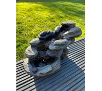 All Pond Solutions Rock Waterfall Water Feature With Led Lights - Solar Powered 45X23X24.5Cm