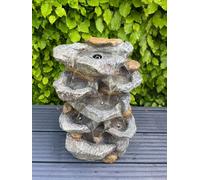 All Pond Solutions Rock Waterfall X 7 Water Bowls With Led Lights - Solar Panel 46X32X26
