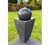allpondsolutions Vase Globe Garden Water Feature with LED Lights - Solar Powered Panel Dark Grey