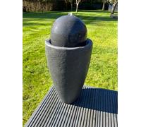 All Pond Solutions Round Ball On Vase Feature With Led Lights In Full Dark Grey And Black - Solar Panel 65X31X31