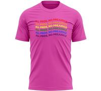 All Pride No Prejuduce Mens T Shirt LGBTQIA+ Rainbow Pride Tee History Month Top Awareness, L, Bright Pink