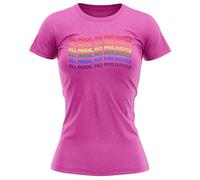 All Pride No Prejuduce Womens T Shirt LGBTQIA+ Rainbow Pride Tee History Month Top Awareness, M, Bright Pink
