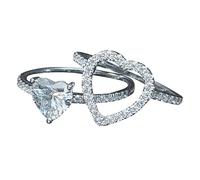 All Prime Clearance Items Women's Ring Light Ring Gift Ring Alloy Ring Set, Heart Shaped,Exquisite Personality Jewelry for Women, Cubic Zirconia Elegant Bridal Bride Accessory Wedding Ring Set