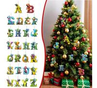 All Primes Dinosaur 26 English Letters Christmas Tree Decorations, Christmas Alphabet Letter Pendant, Tree Hanging Ornament, Home Party Decor